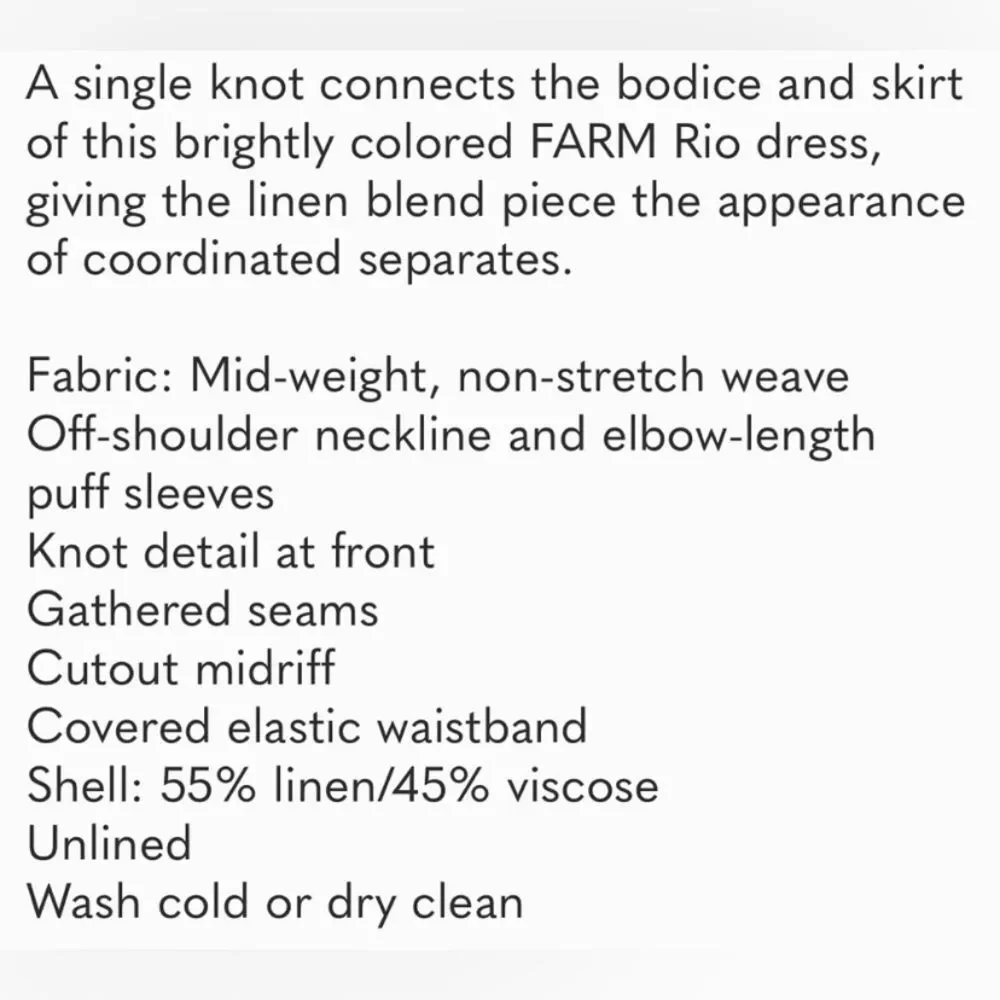 Farm Rio Knotted Linen Blend Blue Midi Cut Out Dress Off Shoulder Size L